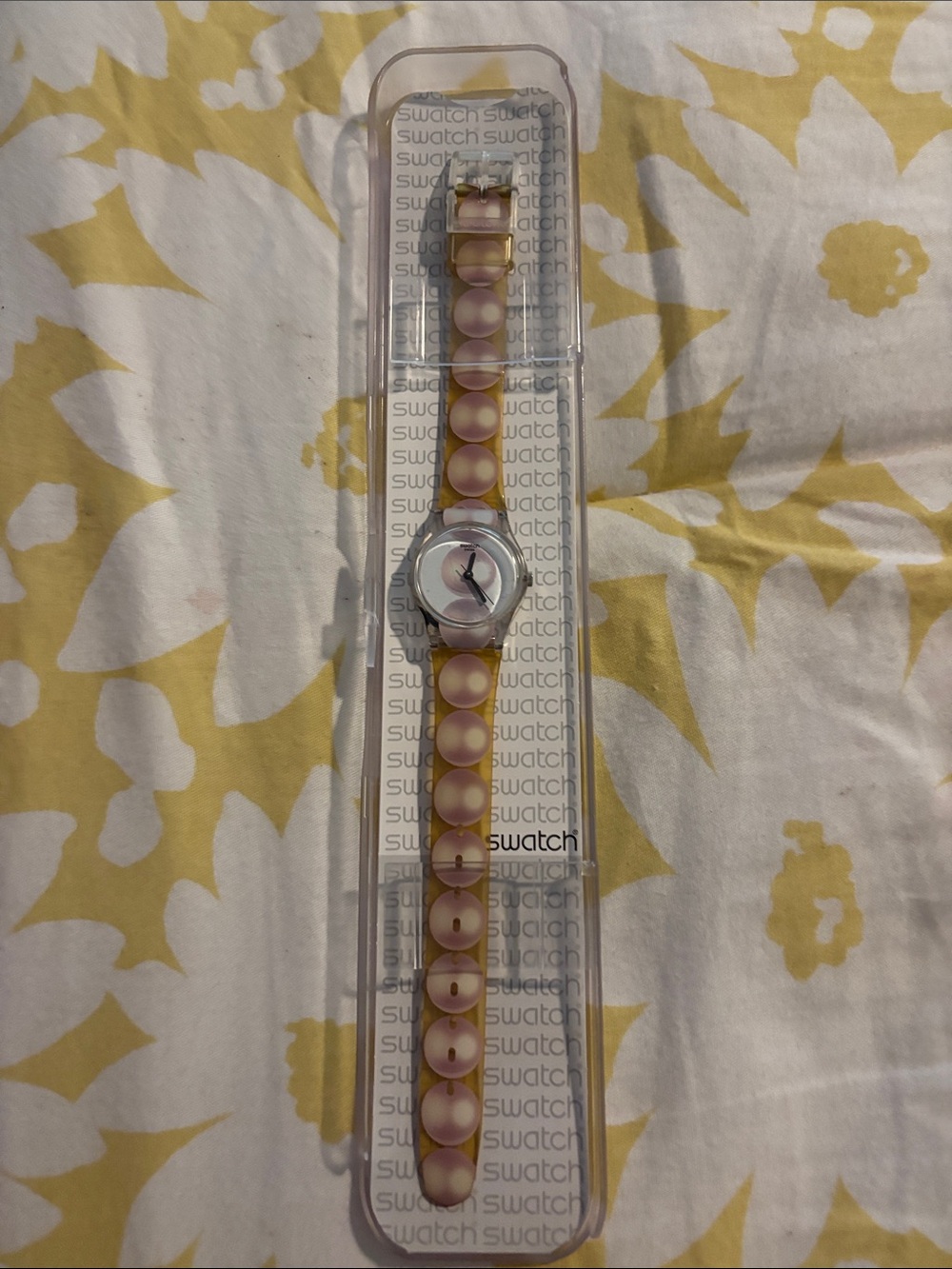 Swatch Pink and Cream Polka Dot Strap Watch